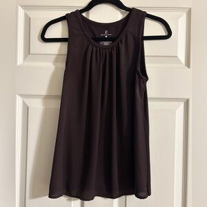 Dark Purple Sleeveless Blouse Sz S Chiffon Office Career Business Casual Twee